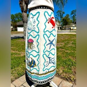 NWT🌷Mo Maya Namaste Sunshine Coordinating Linen Blend Hand Printed Midi Skirt